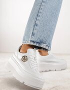 vices Sneakersy Albe pe Platformă Decorați cu Aplicație Rotundă Wodvire