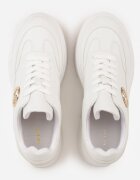 vices Sneakersy Albe pe Platformă Decorați cu Aplicație Rotundă Wodvire