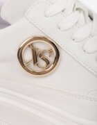 vices Sneakersy Albe pe Platformă Decorați cu Aplicație Rotundă Wodvire