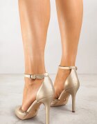 vices Stiletto Aurii cu branț din piele decorate cu zirconii Lizzira