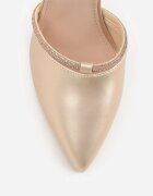 vices Stiletto Aurii cu branț din piele decorate cu zirconii Lizzira