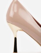 vices Stiletto bej lăcuiți cu branț din piele și inserție metalică Fallenisse