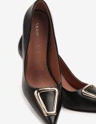 vices Stiletto Negre cu Brant din Piele și Aplicație Metalică Iraderie