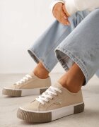 vices Tenisi bej pe talpă groasă cu imprimeuri cu aplicație triunghiulară Bolirea