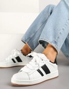 vico Sneakerși Alb-Negru în Stilul Tenisilor Clasici cu Benzi Decorative Neveza