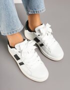 vico Sneakerși Alb-Negru în Stilul Tenisilor Clasici cu Benzi Decorative Neveza