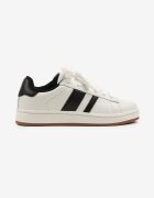vico Sneakerși Alb-Negru în Stilul Tenisilor Clasici cu Benzi Decorative Neveza