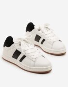 vico Sneakerși Alb-Negru în Stilul Tenisilor Clasici cu Benzi Decorative Neveza