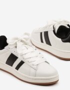 vico Sneakerși Alb-Negru în Stilul Tenisilor Clasici cu Benzi Decorative Neveza