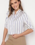 viola&c Cămașă alb-albastră cu dungi delicate și mâneci rulabile Berraza