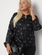 wei wei Bluză Neagră din Bumbac și Mâneci Ajustabile și Model Abstract Meralin
