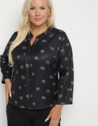 wei wei Bluză Neagră din Bumbac și Mâneci Ajustabile și Model Abstract Meralin