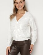 wei wei Cardigan Alb Deschis din Viscoză Decorat cu Paiete Evandriae