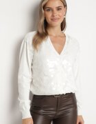 wei wei Cardigan Alb Deschis din Viscoză Decorat cu Paiete Evandriae