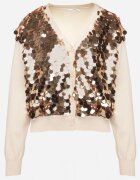 wei wei Cardigan Bej cu nasturi din Viscoză Decorat cu Paiete Evandriae