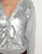 wei wei Cardigan Gri Descheiabil din Viscoză Decorat cu Paiete Evandriae