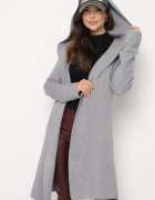 wei wei Cardigan Lung Gri cu Viscoză Fără Închidere cu Glugă Nevarisse