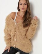 wei wei Cardigan Pufos Bej închis Cu nasturi Tyweza