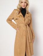 wei wei Palton Maro deschis închis cu nasturi cu curea din material textil și buzunare Karmell