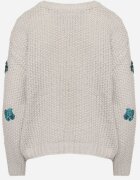 wei wei Pulover gri deschis din tricot în relief cu viscoză decorat cu flori din paiete Edamara