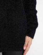 wei wei Pulover guler înalt Negru din tricot plușat finisat cu manșete Zirrna