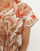wei wei Rochie Bej-Portocalie Evazată cu Decolteu Petrecut și Talie Elastică Emrra