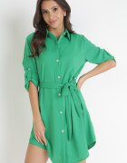 wei wei Rochie Cămașă Verde cu curea legată Dekitte