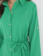 wei wei Rochie Cămașă Verde cu curea legată Dekitte
