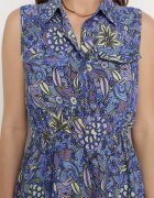 wei wei Rochie Cloș Albastru-Violet Florală fără Mâneci Syloria