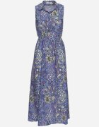 wei wei Rochie Cloș Albastru-Violet Florală fără Mâneci Syloria
