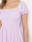 wei wei Rochie Cloș Mov Deschis cu Top Elastic și Bandă Elastică în Talie Aliexava