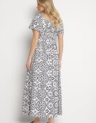 wei wei Rochie Evazată Alb-negru din bumbac și model abstract Ldivoria