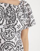 wei wei Rochie Evazată Alb-negru din bumbac și model abstract Ldivoria