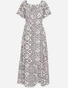 wei wei Rochie Evazată Alb-negru din bumbac și model abstract Ldivoria