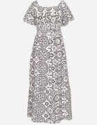 wei wei Rochie Evazată Alb-negru din bumbac și model abstract Ldivoria