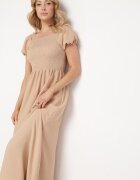 wei wei Rochie Evazată Bej cu Partea de sus elastică și Elastic în talie Aliexava