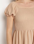 wei wei Rochie Evazată Bej cu Partea de sus elastică și Elastic în talie Aliexava