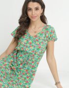 wei wei Rochie Evazată Mini Verde Mentă din Viscoză cu Imprimeu Floral cu Șnur Marani