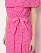 wei wei Rochie fuchsia spaniolă cu broderie decorativă și curea în talie Perenna