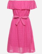 wei wei Rochie fuchsia spaniolă cu broderie decorativă și curea în talie Perenna