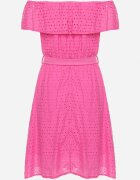 wei wei Rochie fuchsia spaniolă cu broderie decorativă și curea în talie Perenna