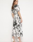 wei wei Rochie Lungă Alb-Negru cu Top Petrecut cu Imprimeu Floral Solmare
