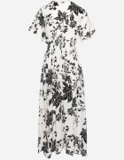 wei wei Rochie Lungă Alb-Negru cu Top Petrecut cu Imprimeu Floral Solmare