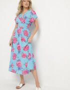 wei wei Rochie Plic Albastră Florală din Bumbac Tdivana