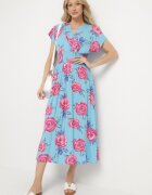 wei wei Rochie Plic Albastră Florală din Bumbac Tdivana
