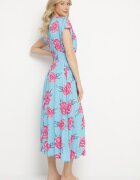 wei wei Rochie Plic Albastră Florală din Bumbac Tdivana