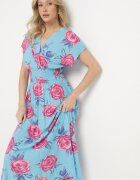 wei wei Rochie Plic Albastră Florală din Bumbac Tdivana