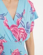 wei wei Rochie Plic Albastră Florală din Bumbac Tdivana