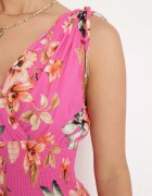 wei wei Rochie Roz cu imprimeu floral cu elastic în talie și decolteu petrecut strânsă la umeri Saseria
