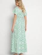 wei wei Rochie Verde-Albă Cloș cu Bumbac și Model Abstract Ldivoria